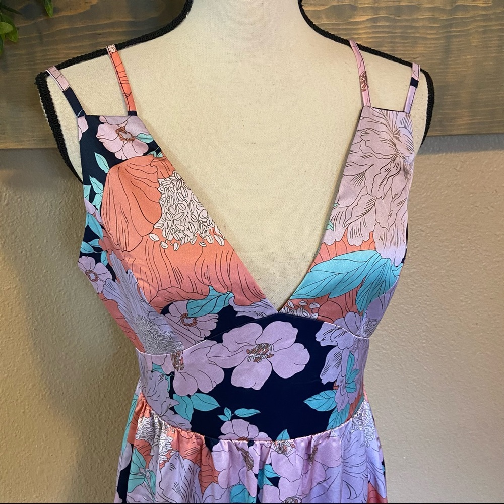 Lulus Dreamy Blooms Navy Blue Multi Floral Print Tiered Maxi Dress - Picture 3 of 15